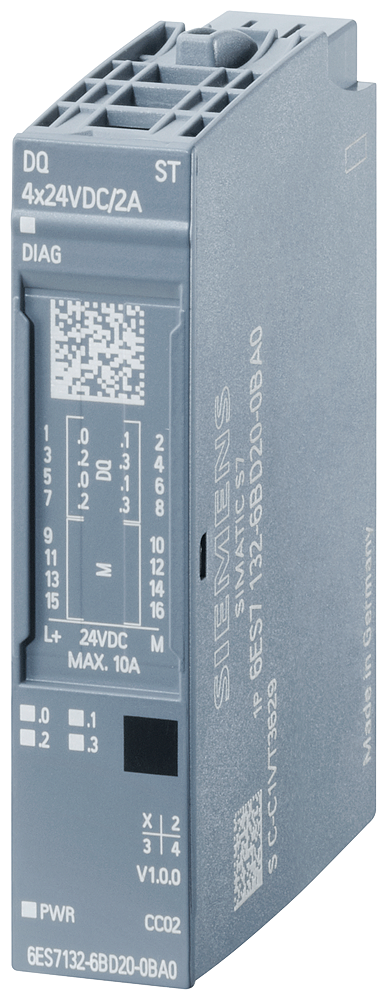 6ES7132-6BD20-0BA0 ET 200SP, DQ 4x24VDC/2A ST