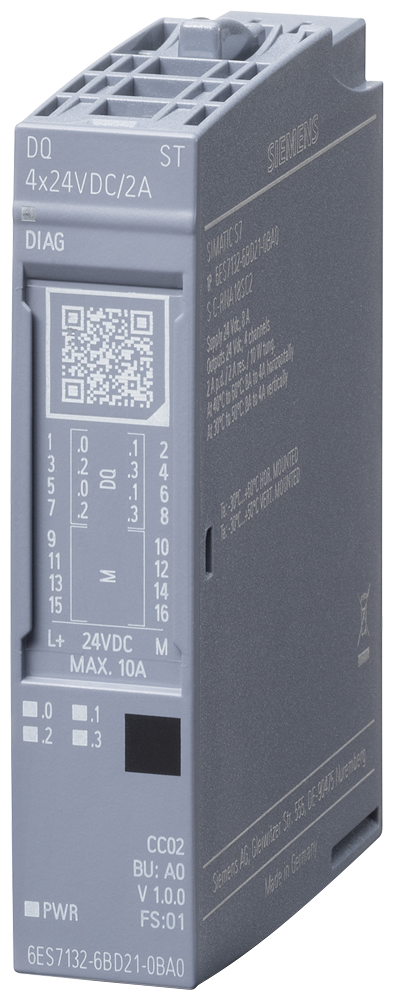 6ES7132-6BD21-0BA0 ET 200SP, DQ 4X24VDC/2A ST, VPE 1