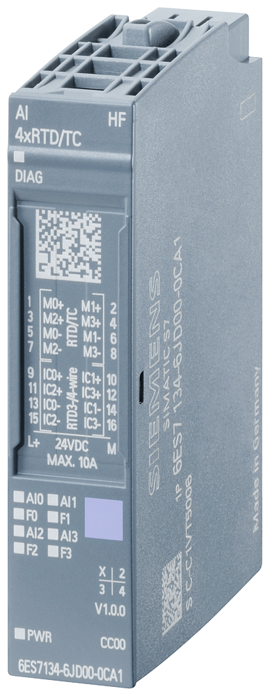 6ES7134-6JD00-0CA1 ET 200SP, AI 4xRTD/TC 2-/3-/4-Wire HF