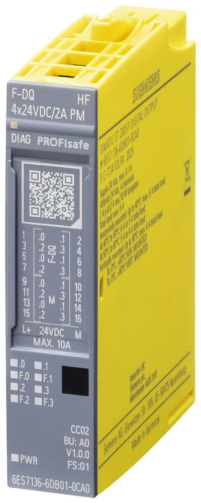 6ES7136-6DB01-0CA0 ET 200SP, F-DQ 4x24VDC/2A PM HF