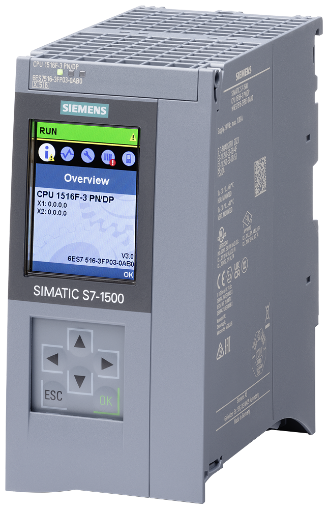 6ES7516-3FP03-0AB0 CPU 1516F-3 PN/DP, 3MB Prog, 7,5MB Daten